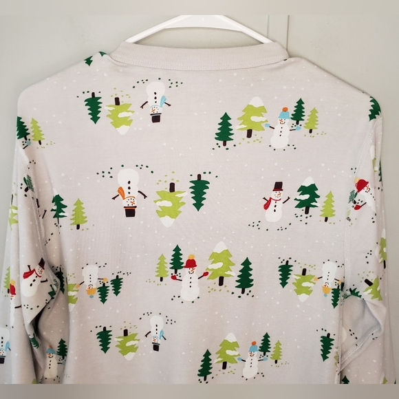 Moon and Back by Hanna Andersson Holiday Snowman Long John Pajama Top - Picture 7 of 11